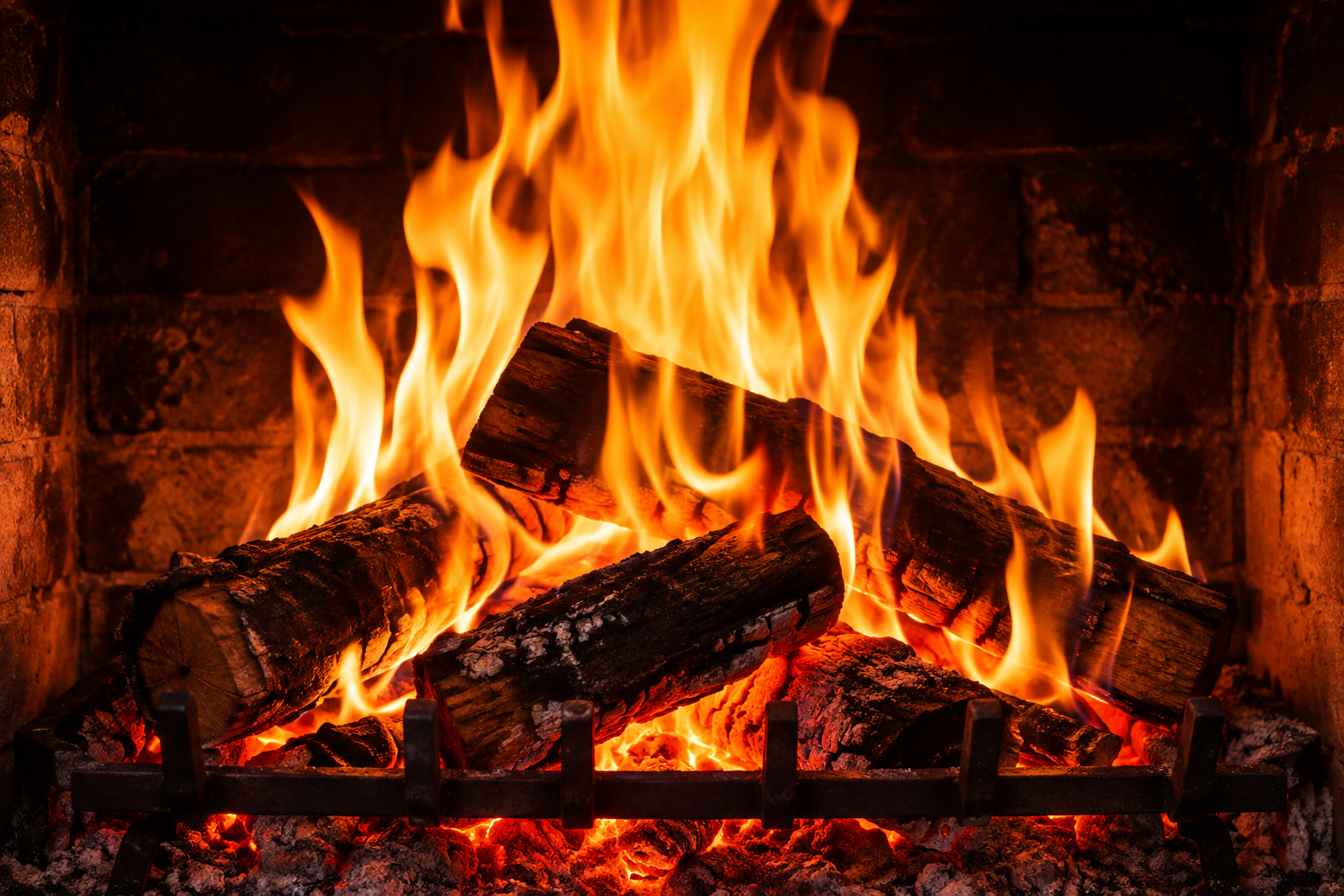 Fuego en una chimenea